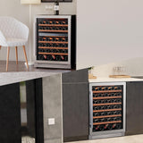 Wine Fridge & Cooler - 24 Inch 52 Bottle Wine Cooler Refrigerator, 40-65°F Dual 