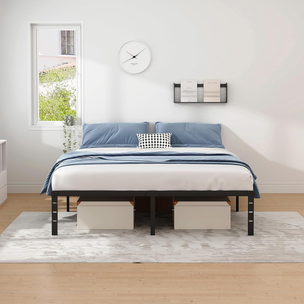 Metal Bed Frame,Full Bed Frame with Storage Space,Heavy Duty Sturdy Mattress Foundation,Easy Assembly,No Box Spring