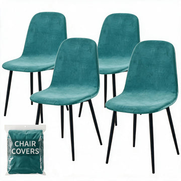 Pack of 4 Velvet Mid Century Modern Dining Chair Covers, Armless Chair Cover, Living Room Side Chair Slipcovers