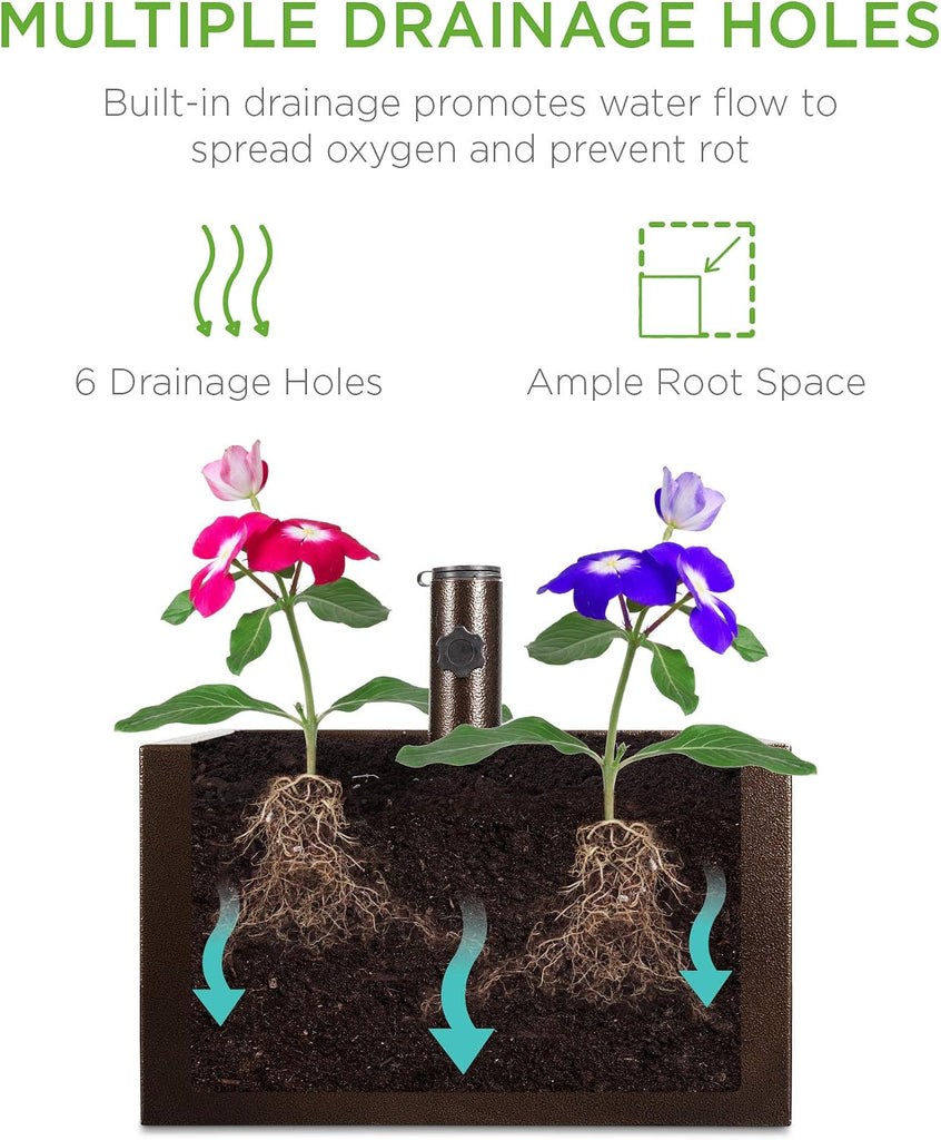 150lb Capacity Portable Steel Umbrella Base Stand w/Fillable Planter, Drainage, 2 Adjustment Knobs, Handle, Wheels