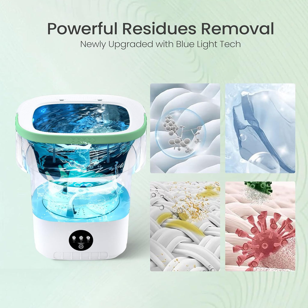 Portable Washing Machine - 16L Mini Foldable Washer with Spin Basket, 3 Cleaning Modes & Deep Cleaning for Small