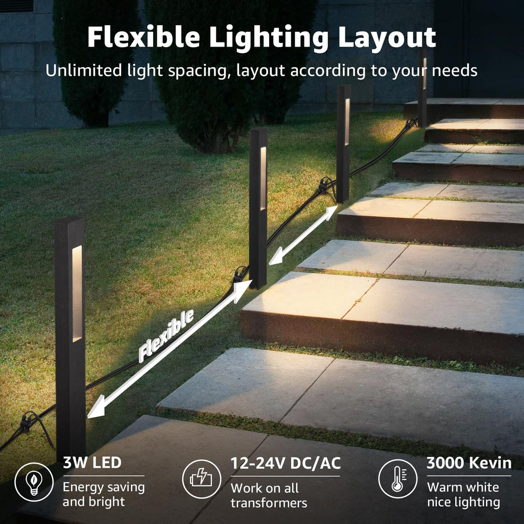 All-In-One LED Low Voltage Landscape Lighting Kit, 8-Pack Pathway Lights with Transformer and 16/2 AWG Wire
