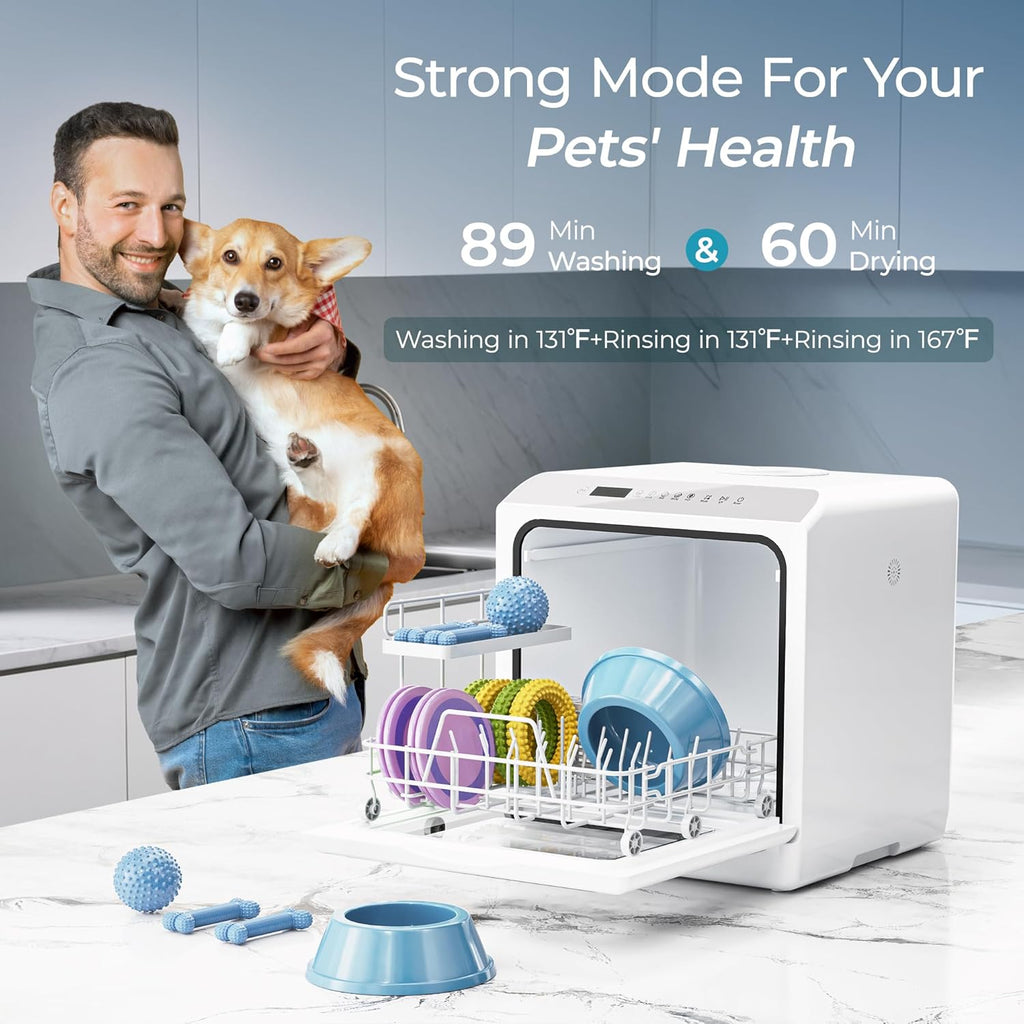 Countertop Dishwasher Portable with 6 Programs, 5L Built-in Water Tank for Apartments, 167℉ High-Temp