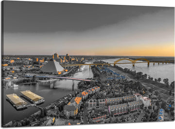 Tennessee Memphis Skyline Wall Art Black and White Memphis City Canvas Print Tennessee Cityscape Wall Decor Picture