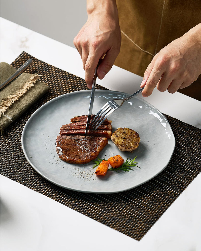 Porcelain Dinnerware Set for 4, 16-Piece, Sleek Grey