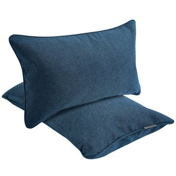 Outdoor Lumbar Pillows Water Resistant 12x20 inch, Decorative Throw Pillow Set of 2 with Insert, Hidden Zipper