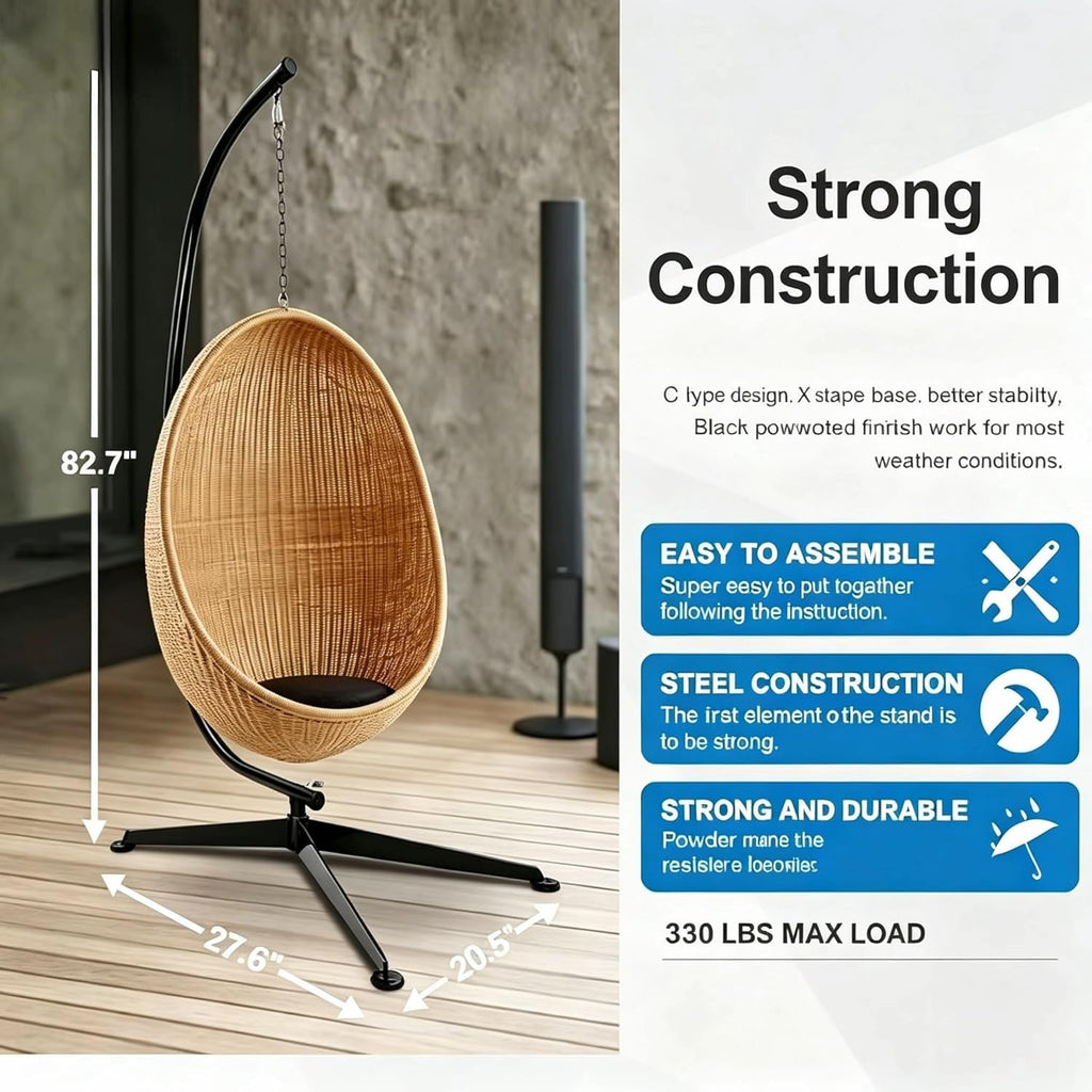 Hanging Chair Stand Hanging Hammock Stands Heavy Duty Steel C Stand Frame for Hanging Hammock Swing Chair Indoor