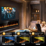 2025Upgraded 72” Recessed and Wall Mounted Electric Fireplace