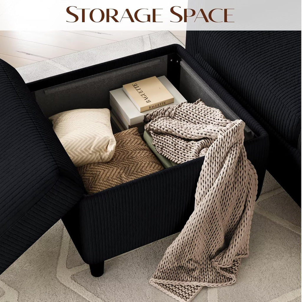 Convertible Sectional Couches for Living Room, Modern Corduroy Couch Small Sofas for Small Space Apartment Office