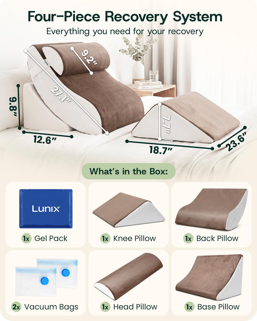 LX5 FSA 4pc Orthopedic Bed Wedge Pillow Set for Abdominal Surgery