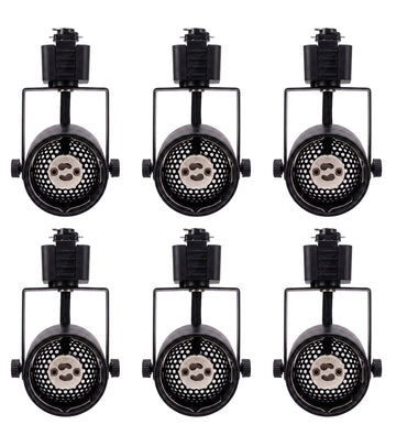 [6 Pack] H Type Track Lighting Heads to Gu10 Base Socket Light Direction Adjustable,Round,Black