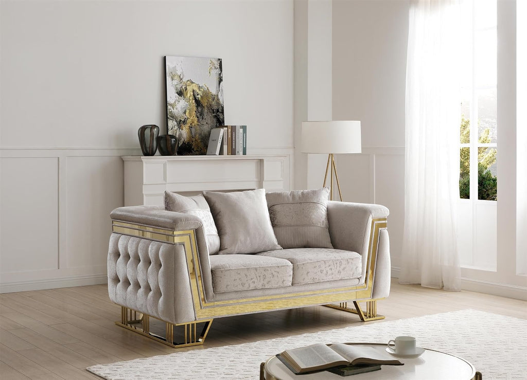 Rebecca G00195A-L Loveseat Shimmering Silver Velvet