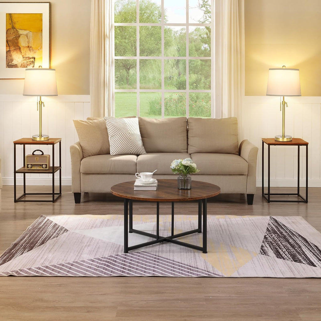2 Pack 22"-30" Adjustable Height Table Lamps Set, Modern Gold Table Lamps with White Shade 3 Colour Temperature Pull