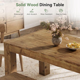Solid Wood Dining Table for 6, 63-Inch Farmhouse Kitchen Table with Heavy Duty Legs, Rectangular Wood Dinner Table
