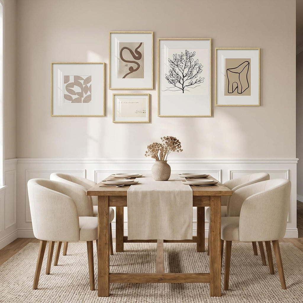 Large Framed Matisse Abstract Neutral Wall Art, 5 Piece - Set of 5