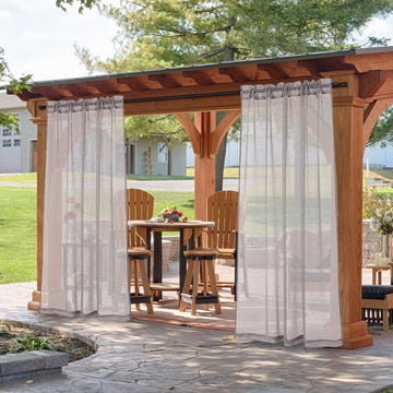 Outdoor Linen Sheer Curtains Waterproof, 2 Panels Rod Pocket Indoor/Outdoor Sheer Curtain for Pergola, Porch, Cabana