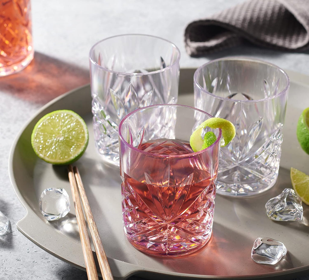 Old Fashioned Whiskey Glasses, Drinking Glasses, Shatterproof and Reusable Acrylic - Dublin Collection, Set of 4