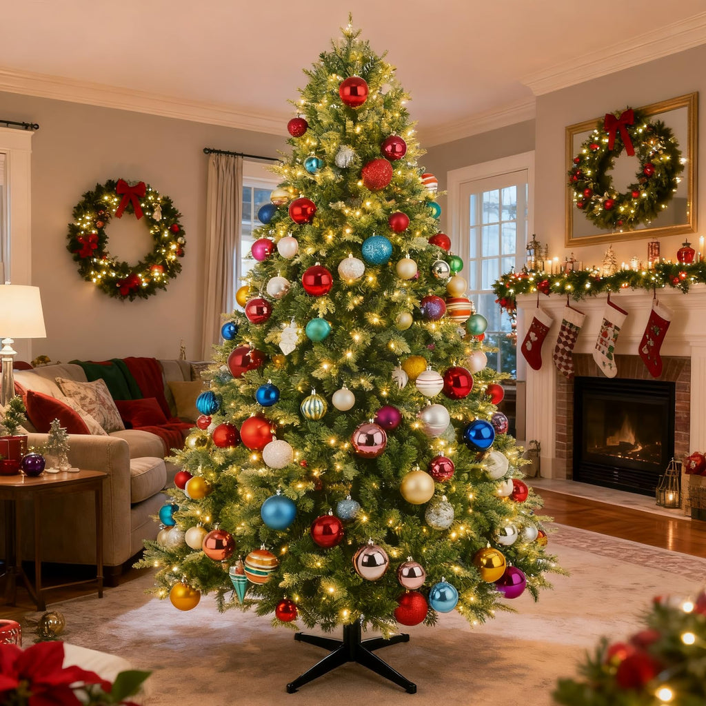 Pre-Lit Rotating Christmas Tree, 6.5FT Artificial Decor