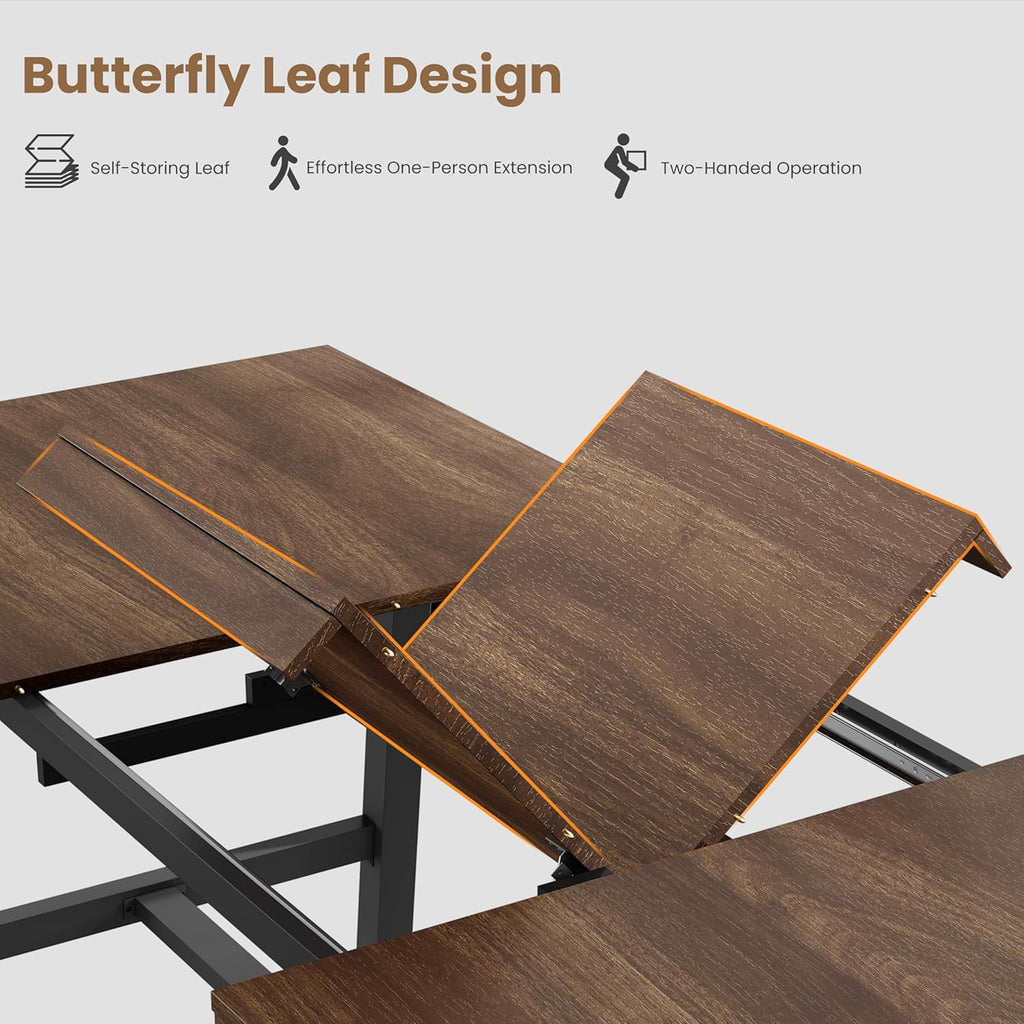 63-83" Extendable Dining Table, Industrial Rectangular Dining Room Table for 6-8 People, Expandable Kitchen Table