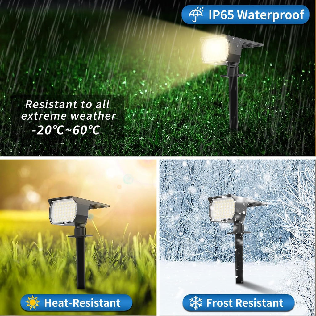 Solar Spot Lights Outdoor Waterproof 12 Pack Spotlights Warm White | 46 LED Landscape Spotlight, 3 Modes Auto On/Off