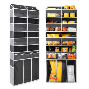 Extra Large Over The Door Organizer with Clear Pockets - 8 Compartments & XL Bottom Storage, Heavy-Duty Hanging
