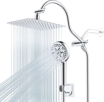 All Metal CUPC Certified Shower Head, 10'' High Pressure Rainfall Shower Head, Handheld Showerhead Combo