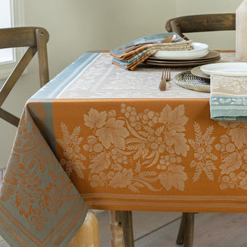 Harvest Gathering Heavyweight Engineered Jacquard Fabric Table Cloth, Décor for Fall, Harvest and Th