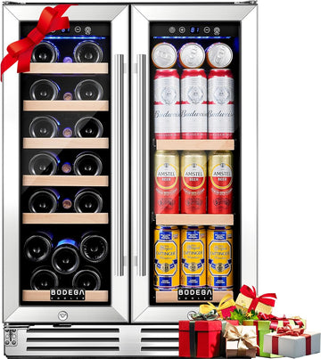 24 Inch Wine and Beverage Refrigerator, Dual Zone Wine and Bar Beverage Cooler