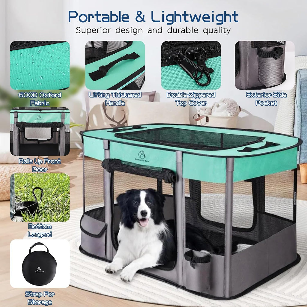 Dog Playpen,Pet Playpen,Foldable Dog Cat Playpens,Portable Exercise Kennel Tent Crate,Water-Resistant Breathable Shade