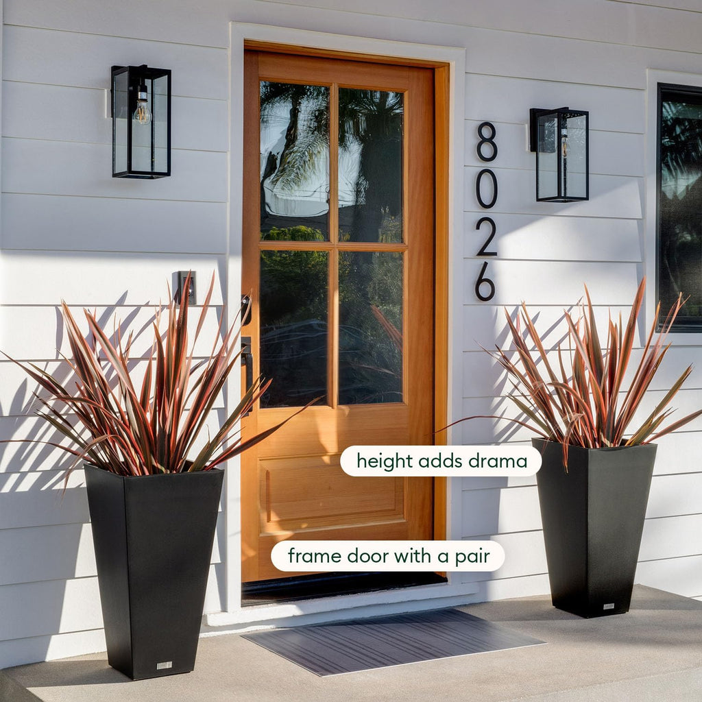 Pure Series Taper Planter - Tall Tapered Outdoor Planter with Shelf | Made From Durable Plastic Featuring a Removable