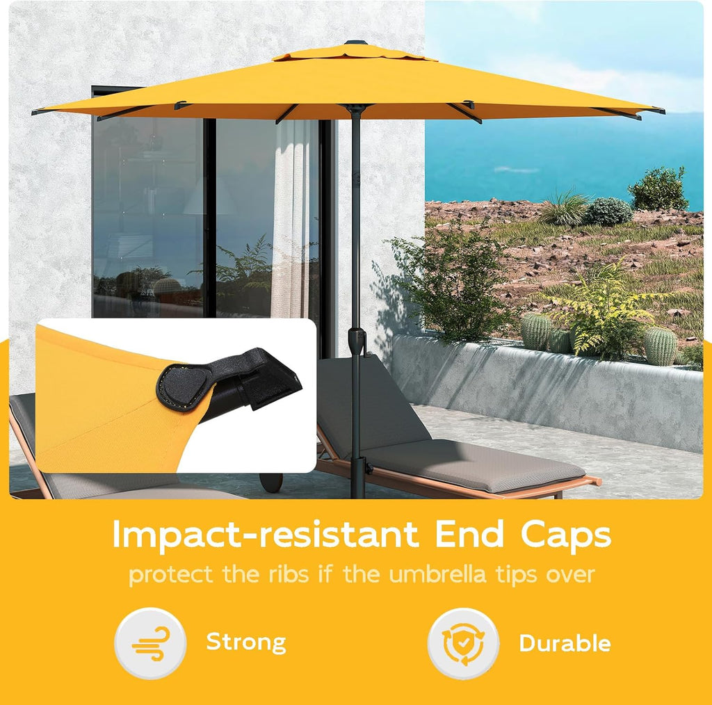 9FT Lyon Outdoor Patio Umbrella Outdoor Table Umbrella with Crank Market Umbrella 8 Sturdy Ribs UV Protection - Yellow