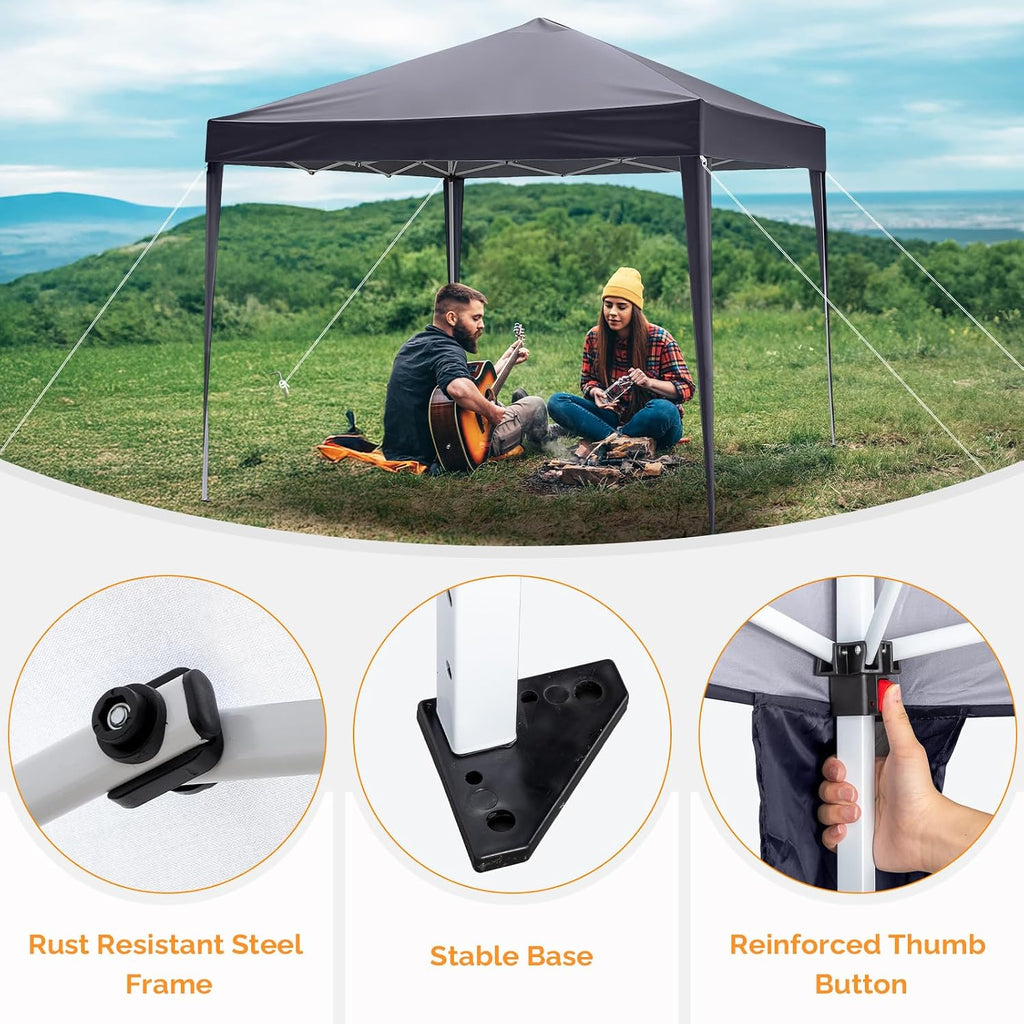 10x10 Pop Up Canopy Tent, Outdoor Portable Foldable Canopy Parties, EZ Up Gazebo with Carry Bag (Grey)