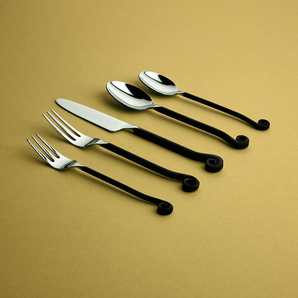 20-Piece Flatware Treble Clef Collection Black Silverware Cutlery Kitchen Sets, Stainless Steel Utensils