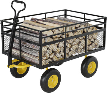 3-in-1 Heavy-Duty Steel Garden Cart, 1400 Lbs Garden Wagon, with 13 Inch All-Terrain Tires and Removable Mesh Side