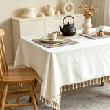 Textured Table Cloth for Rectangle Table, Heavy Duty Farmhouse Tablecloth Solid Cotton Linen Waterpr