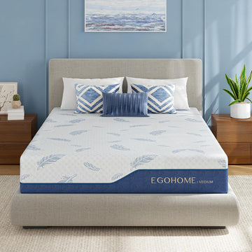 Queen 12" Gel Cooling Memory Foam Mattress Fiberglass Free Medium | Back Pain Relief, Breathable Removable Cover
