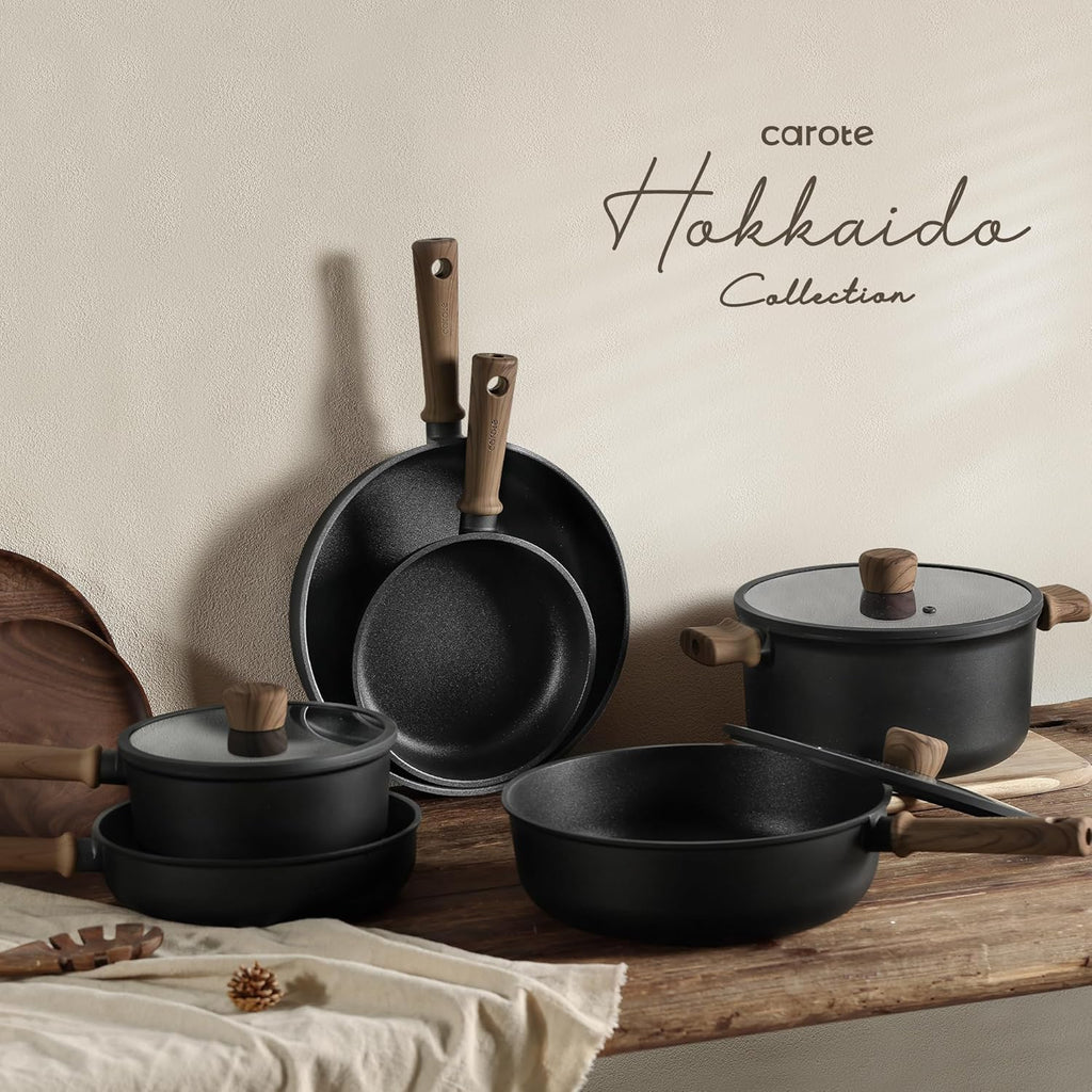 16pcs Pots and Pans Set, Nonstick Cookware Sets | Titanium Reinforced Coating, Scratch-Resistant, Easy to Clean, Even