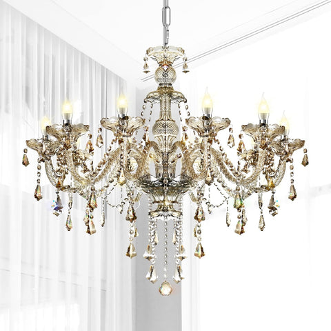 10-Light Crystal Chandelier Cognac/Champagne Modern Chandelier K9 Crystal Candle Pendant Ceiling Lighting Fixture, Chandeliers for Dining Room Home DŽcor A112-B01LW5DYTK