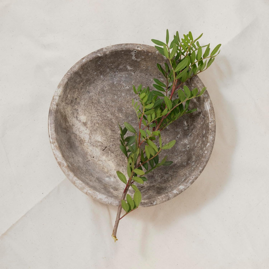 Travertine Decorative Bowls Decor. Key Bowl Table in a Choice of 5 Colors (Silver-Gray, Small)