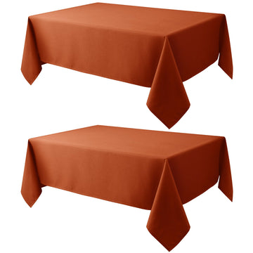 2 Pack Fall Table Cloth Rectangle 52x70 Inch, Rust Thanksgiving Autumn Harvest Water Resistant Fabric Textured