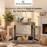 Wooden Dog Crate Furniture - Wire Mesh Door Decorative Dog Kennel End Table for Puppies, Cats, Rabbits