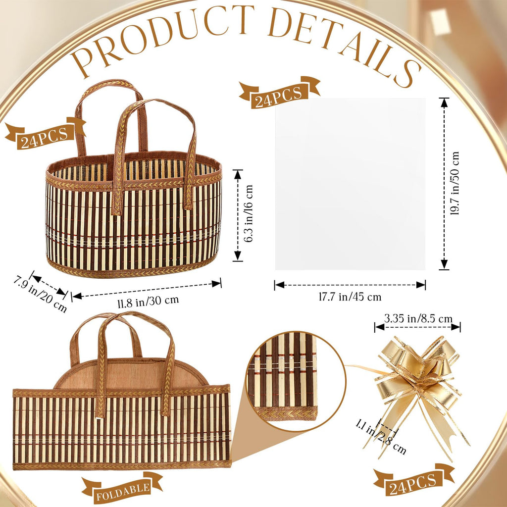 24 Set Baskets for Gifts Empty, Woven Bamboo Gift Baskets Empty