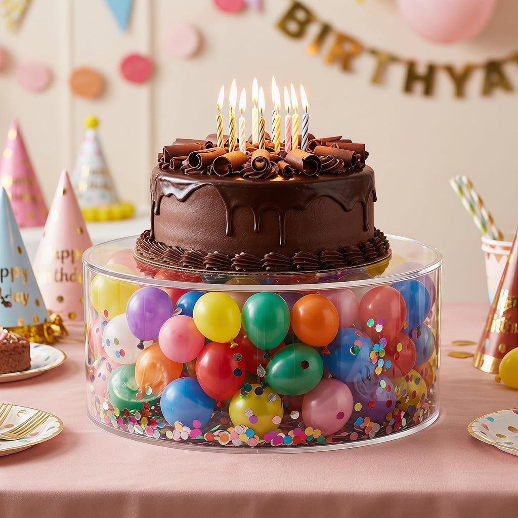 Clear Acrylic Fillable Cake Stand, Cake Tier Display Stand Cupcake Stand, 12 Inch & 8 Inch Round Cylinder - Set of 2