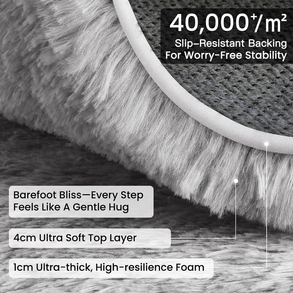 8x10 Area Rugs Living Room, Fluffy Shag Grey