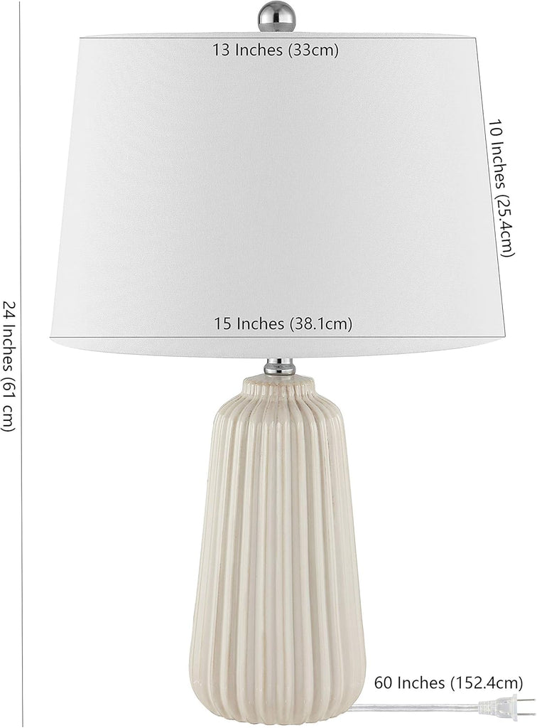 Sawyer Modern Ivory Ceramic 24-inch Bedroom Living Room Home Office Desk Nightstand Table Lamp (LED Bulb Included)
