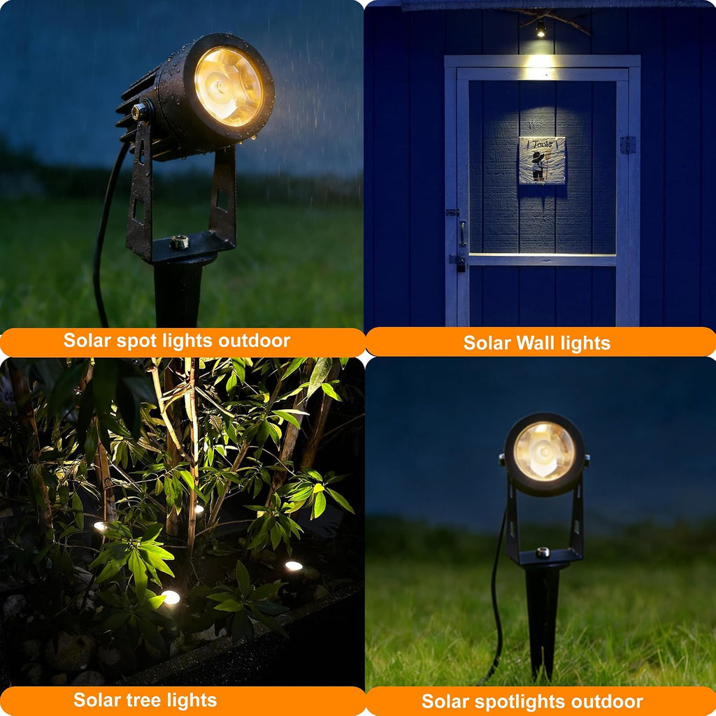 Solar-Powered Cast Aluminium Warm White LED Spotlight for Outdoor Garden Yard Landscape Tree Uplight Downlight