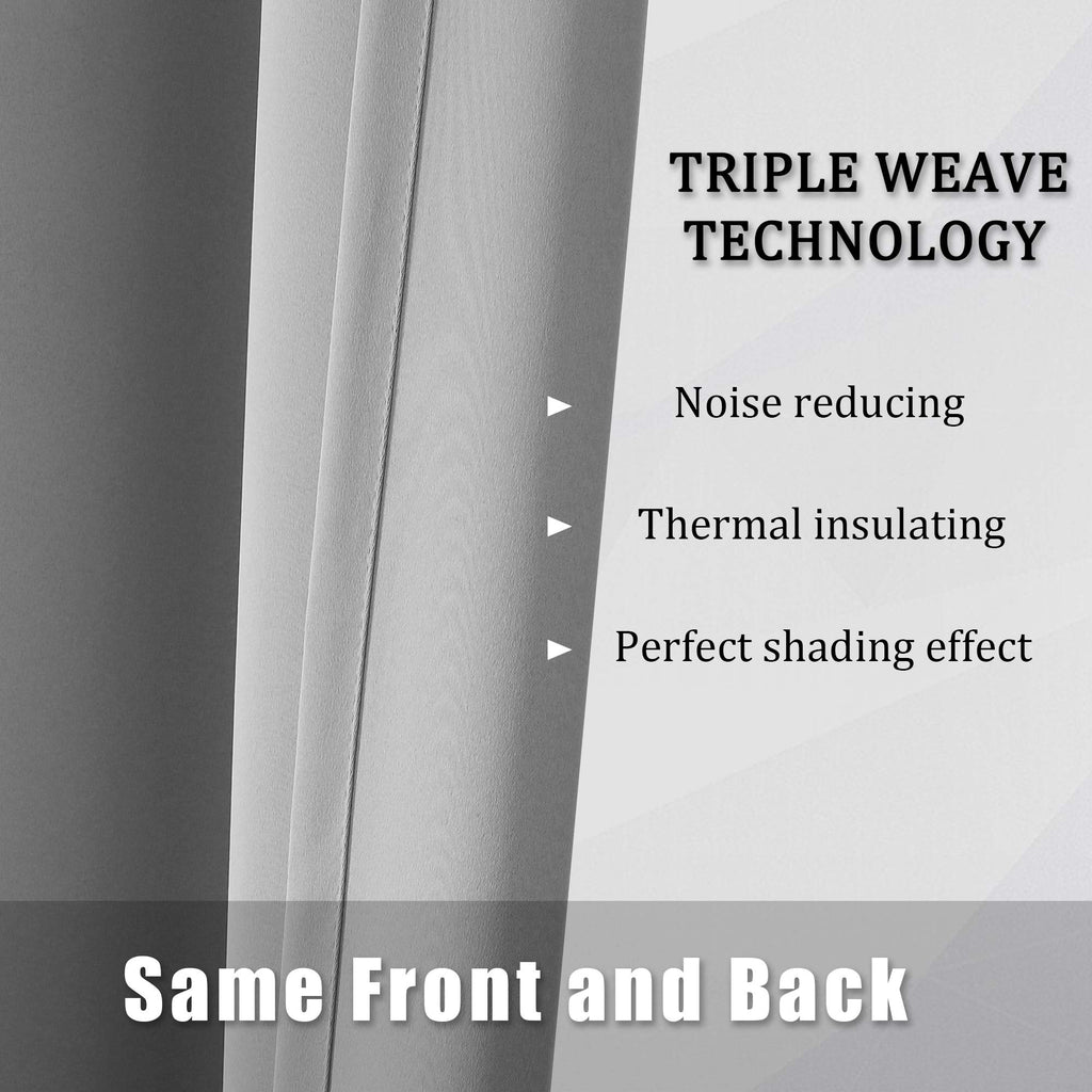 Ultimate Gray Blackout Curtain Panels/Drapes 84 inch Length Solid Energy Efficient Room Darkening Bedroom Curtains