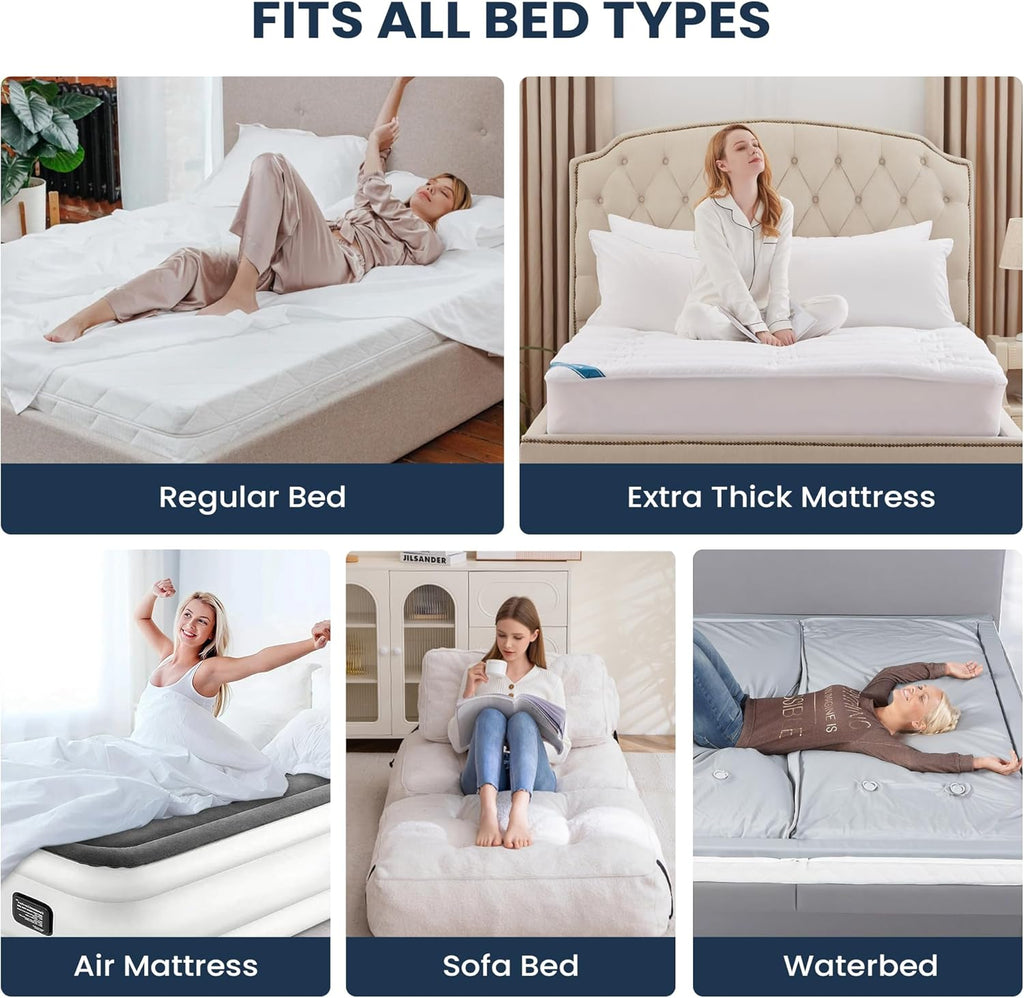 Queen Mattress Pad Topper Cotton, 8-22"Deep Pocket, Ultra Loft | 500GSM Down Alternative Pillow Top, Quilted Fitted
