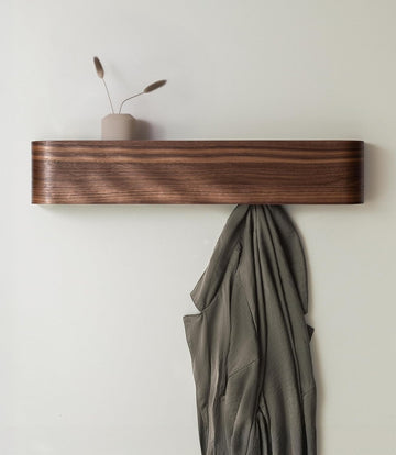 Wall-Mounted Coat Rack 'Toke' - Modern Design Coat Rack with Hidden Wall Hooks - Solid Wood Veneer Panel Coat Hanger