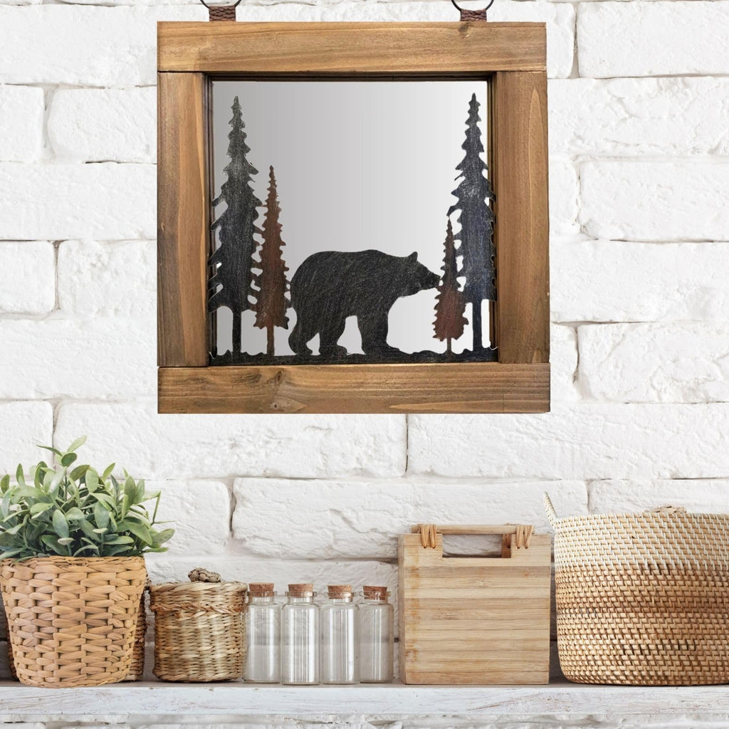 Rustic Woodland Bear Wall Mirror